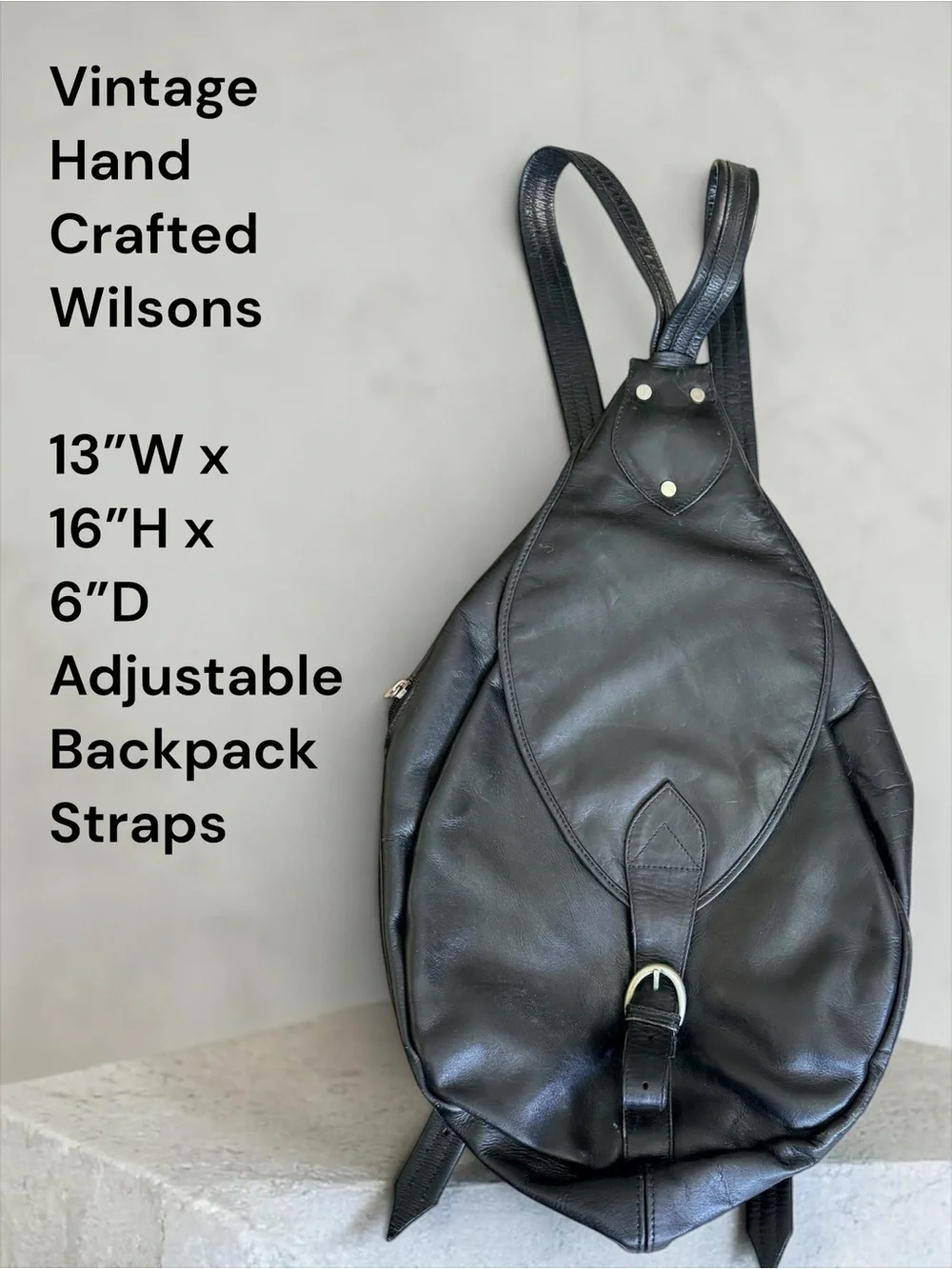 Vintage Wilsons Leather Handcrafted Black Leather Backpack Men’s Plaid Lined
